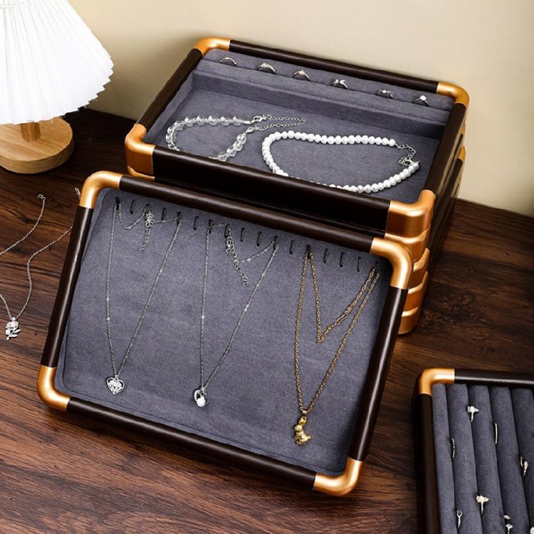 Jewelry Display Tray with Protective Velvets Lining Jewellery Holder Accessory Presentation Stand for Home or Shop Use