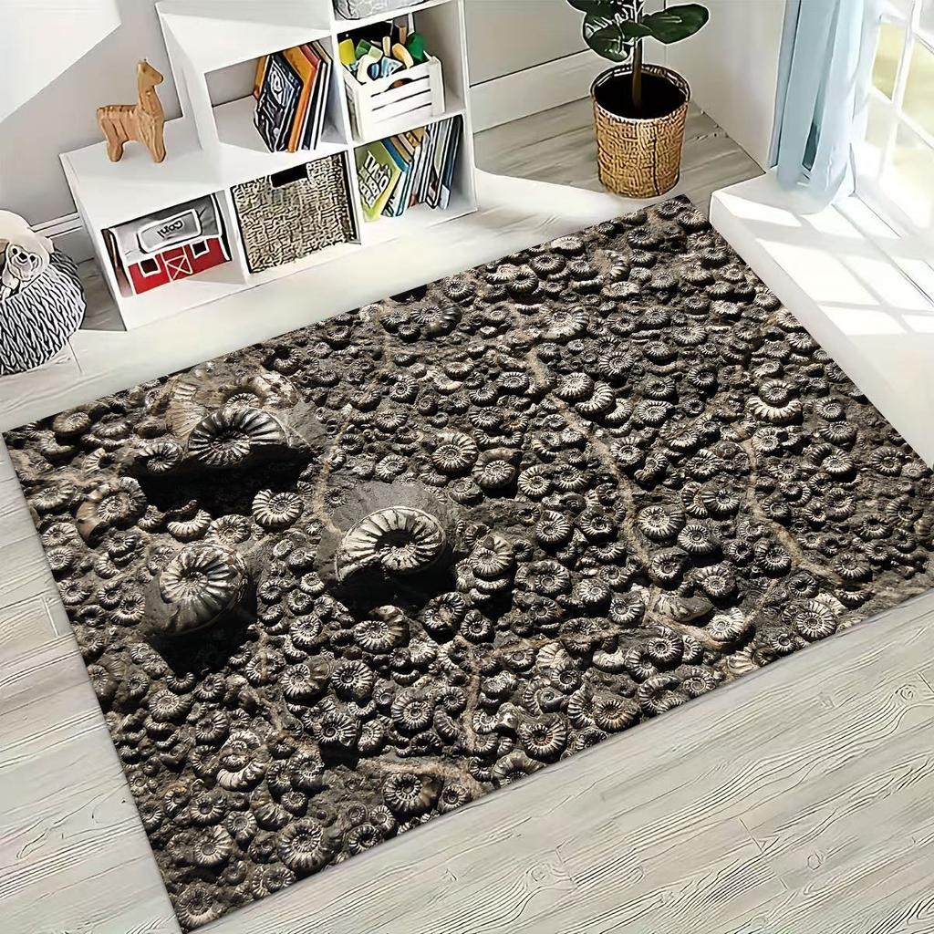 Ancient Creatures Dinosaur Ammonite Fossil Art Rug for Bedroom Living Room Sofa Home Doormat Decor,Large Kids Non-slip Floor Mat