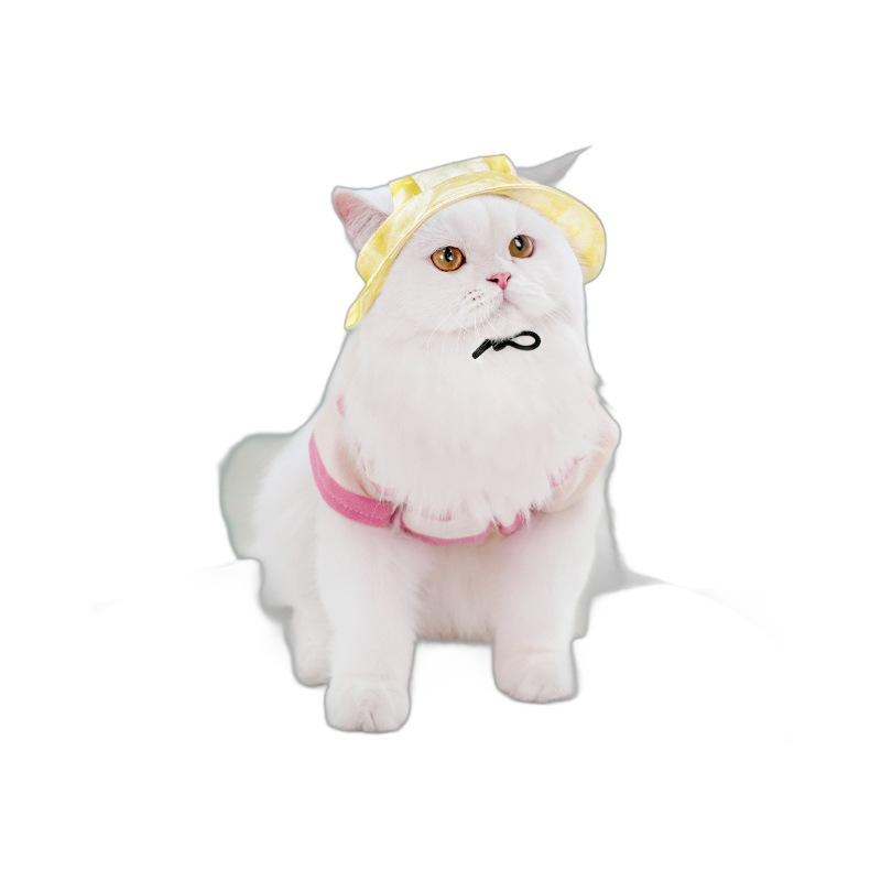 Dog Cat Summer Sunshade Sun Protection Cat Hat Anti-take Off Adjustable Rope Buckle Bucket Hat Dog Pet Supplies