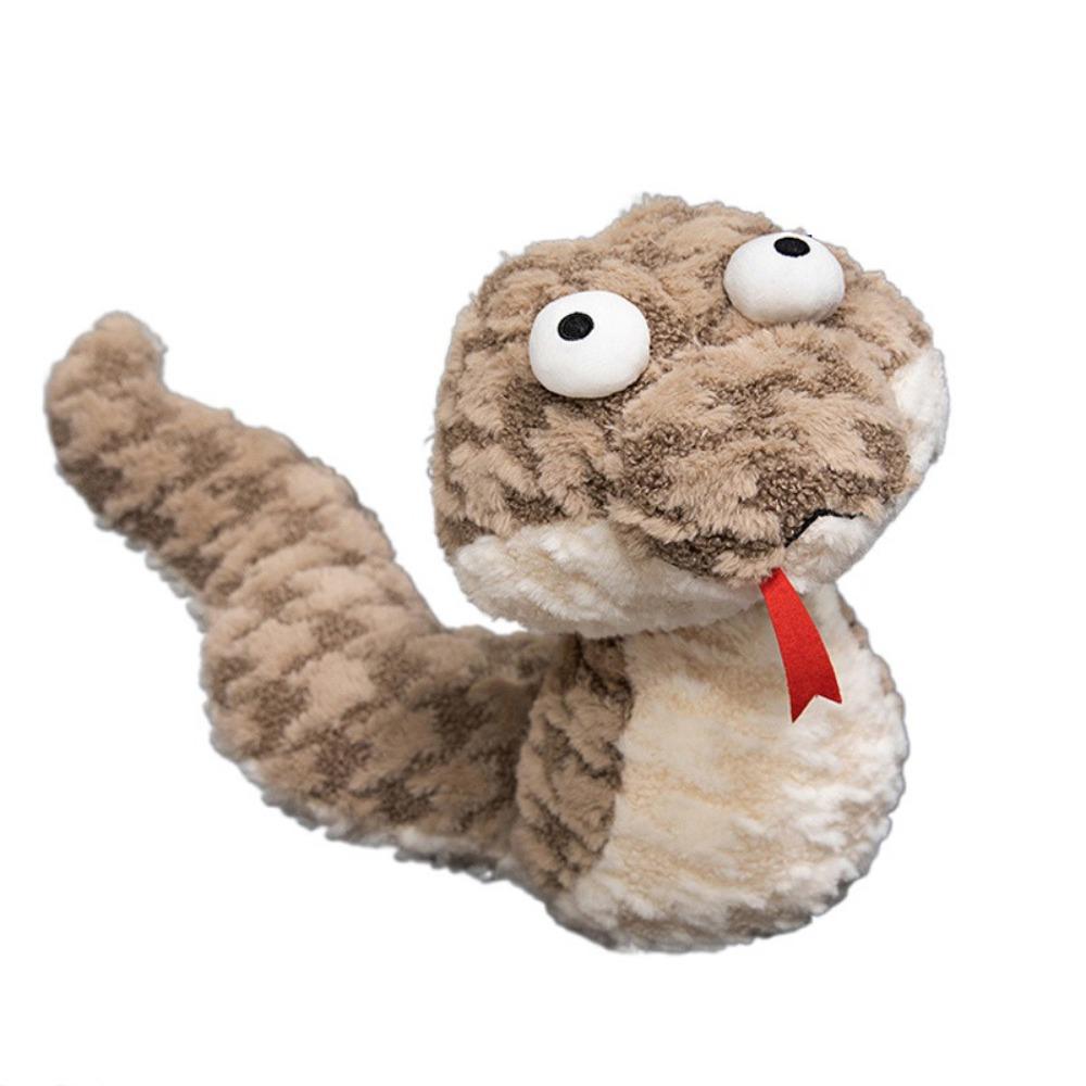 45-70cm Cartoon Stuffed Animal Fluffy Snake Appease Doll Big Eyes Snake Plush Toys  Halloween Brown 70cm