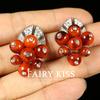 Temperament Red Beads Diamond Light Luxury Simple High-end Fashion Earrings Versatile Ear Clips 925 Silver Needle