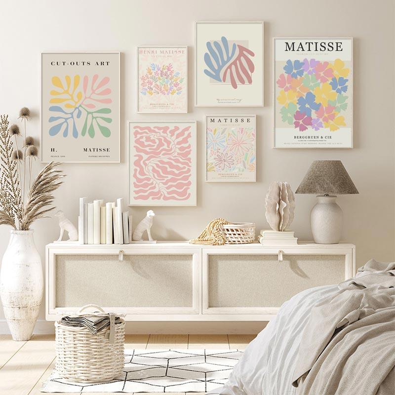 Abstract Henri Matisse Canvas Painting Aesthetic Danish Pastel Posters and Print Modern Wall Art Pictures for Living Room Decor