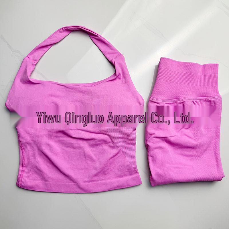 Dfyne Seamless Ruched Yoga Vest & Butt-Lifting Shorts Set