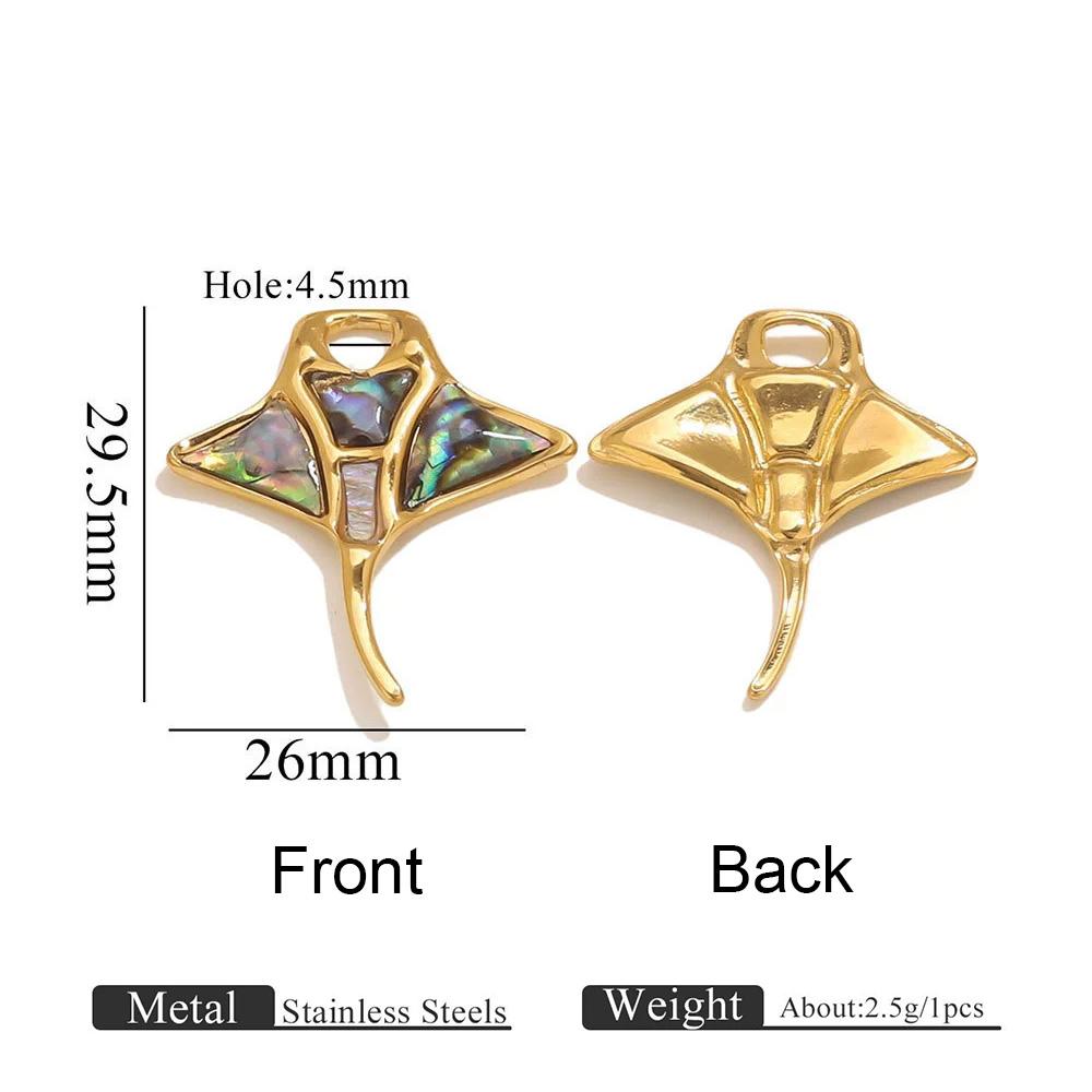 Turtle Starfish Conch Inlaid shell Stainless Steel Pendant For Women Summer Beach-style DIY Making Charm Fashion Jewelry