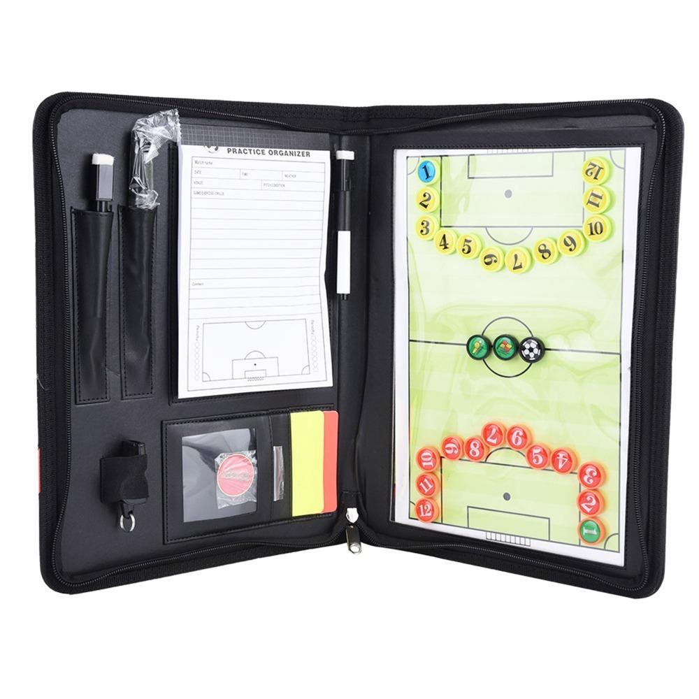 Foldable Football Planner Set PU Leather Foldable Tactics Board Coaching Clipboard  Team Coaching