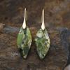 New hot-selling European and American bohemian natural stone leaf pendant earrings retro jewelry