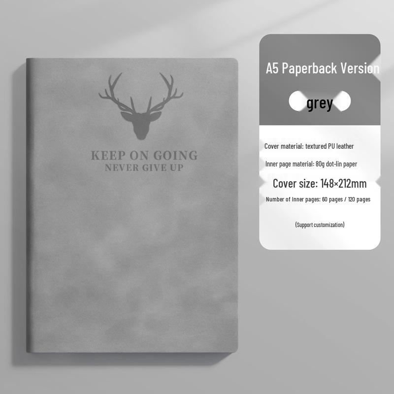 Custom Logo A5 Soft Leather Notebook with Deer Head for Business Meetings