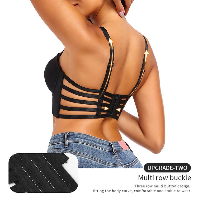 Sexy Strappy Bondage Push Up Bra, Seamless Molded Cup Shaping Invisible Lingerie for Women