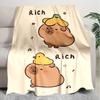 1PC Cute cartoon capybara pattern blanket, all season lightweight home office outdoor nap multifunctional blanket