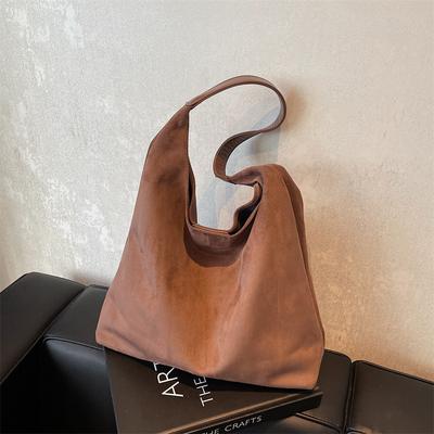 Slack Large Capacity Tote Bag Women'S Season Vintage Commuter Shoulder Bag Suede Bucket Bag