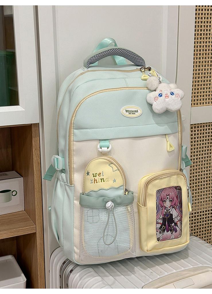Schoolbag New High-value Japanese Ins Fresh and Sweet Contrasting Color Splicing Backpack Junior High School Students Lightweight Travel Backpack
