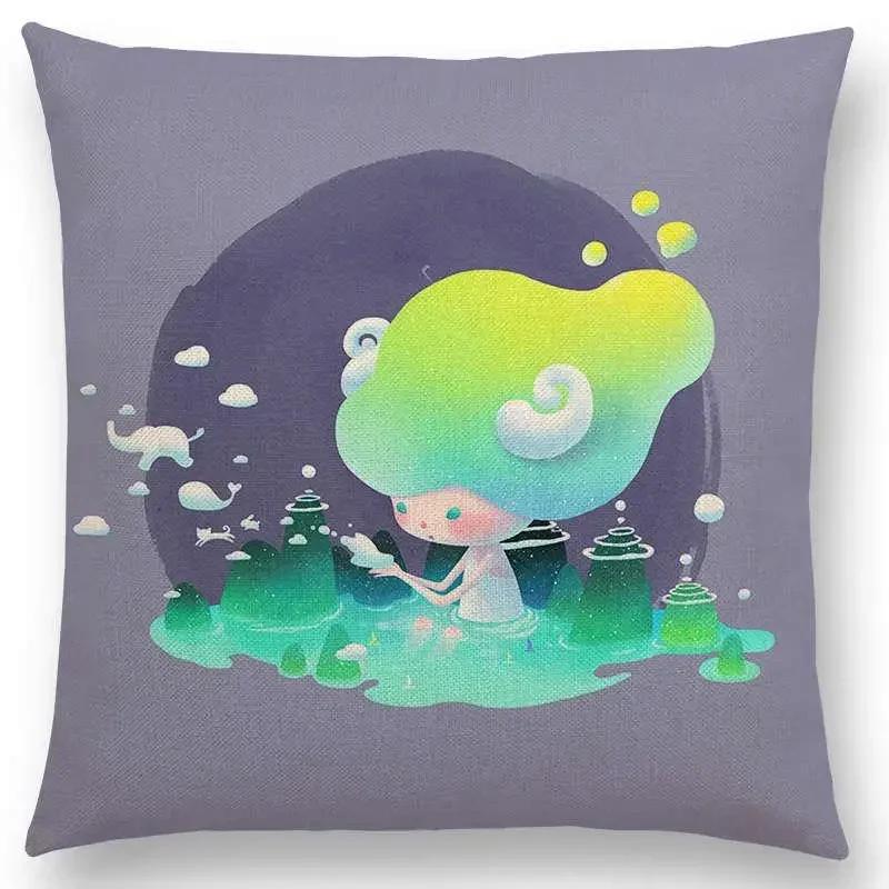 Neuer Eingang Bunt Traum Niedlich Cartoon Warm Erde Liebenswerte Tiere Leinen Kissenbezug Heimdekoration Auto Sofa Wurfkissenhülle
