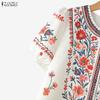 ZANZEA Blusa Casual da Donna con Stampa Floreale, Girocollo, Maniche Corte