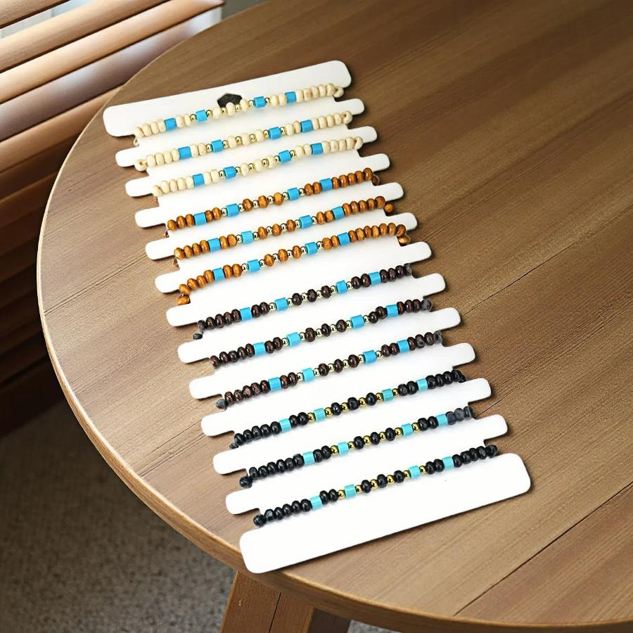 

Economical 12Pcs/Dozen Wooden Bracelet Unisex 4 Colors Handmade Braided Adjustable Braslet Bohemia Leisure Versatile Accessories
