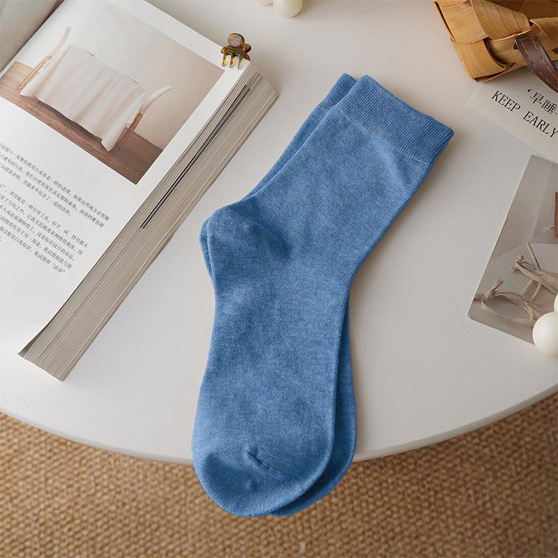 Women's Pure Cotton Breathable Odor-Resistant Mid-Calf Socks - Meilade Versatile All Cotton Loosely Stacked Postpartum Socks.