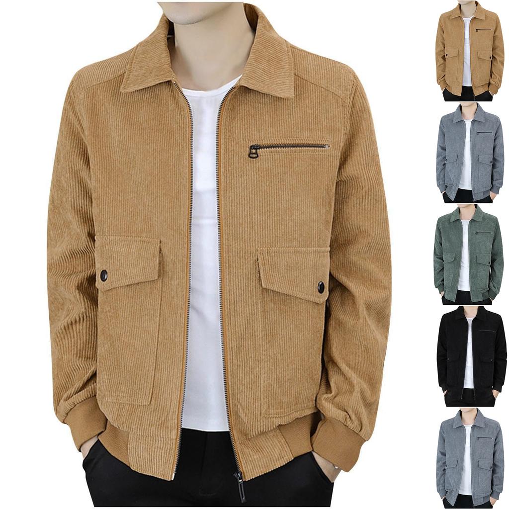Men's  Leisure  Loose  Flip Collar  Corduroy  Jacket  Coat