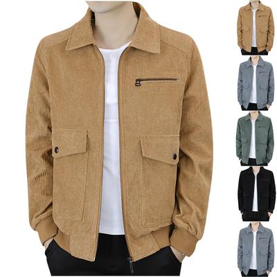 Herren Freizeit Locker Umlegekragen Cordjacke Mantel