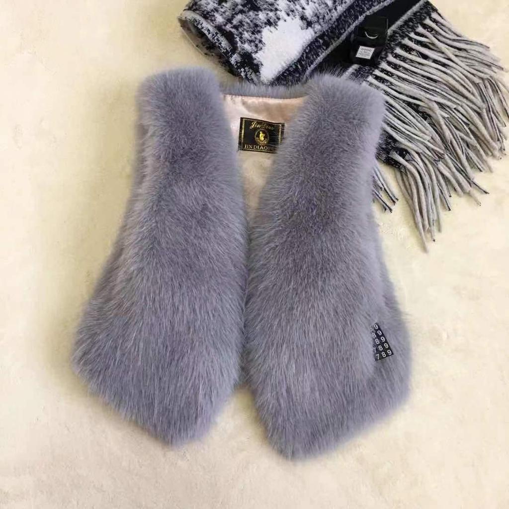 Høst- og vintermodeller av revepelsvest imitasjonspels kort dame ekte herre julerød liten mann liten duft