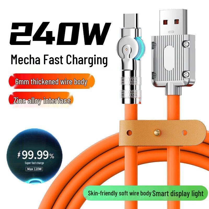 240W Rotatable Elbow Data Cable, Type-C for Fast Charging Huawei, Apple & Android Devices