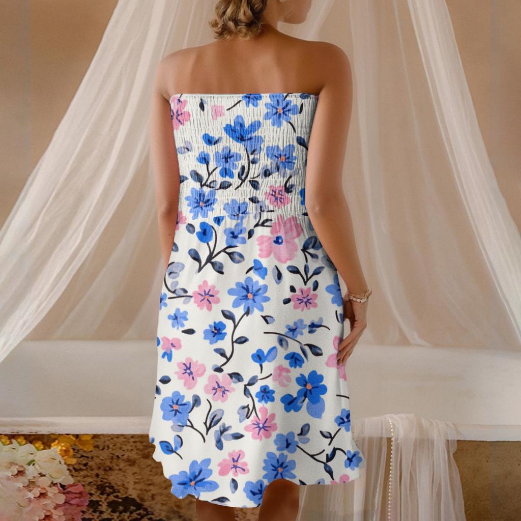 Modisches lässiges Damen-Tube-Top mit Blumendruck, ärmellos