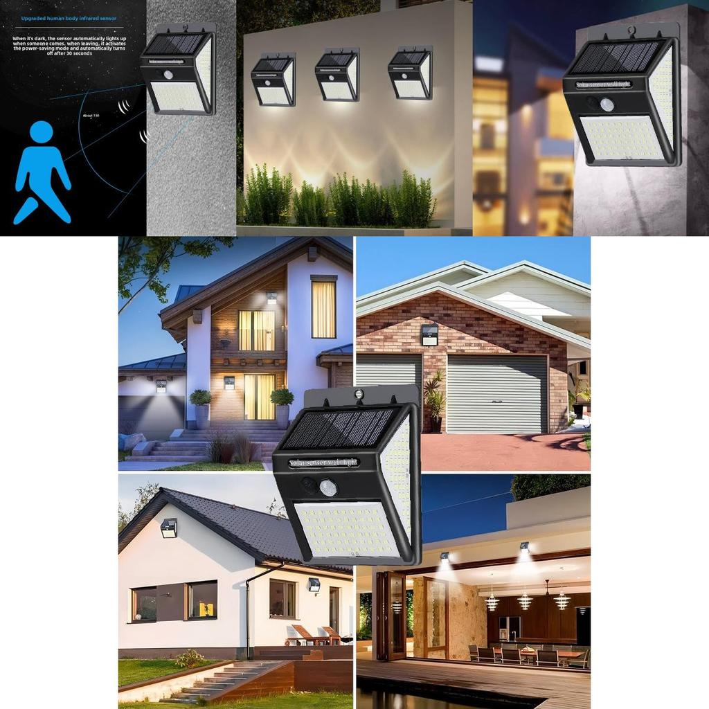 Solar Power Wall Lamp With 140led And Manual Switch For Outdoor Yard Garden Lighting