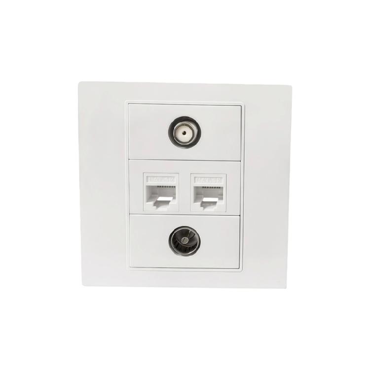 Multimedia Outlet Panel For Various Connectors TV9.5 RJ45 CAT6/CAT5E F-Type Faceplate for Ethernet/TV Coaxial Cable