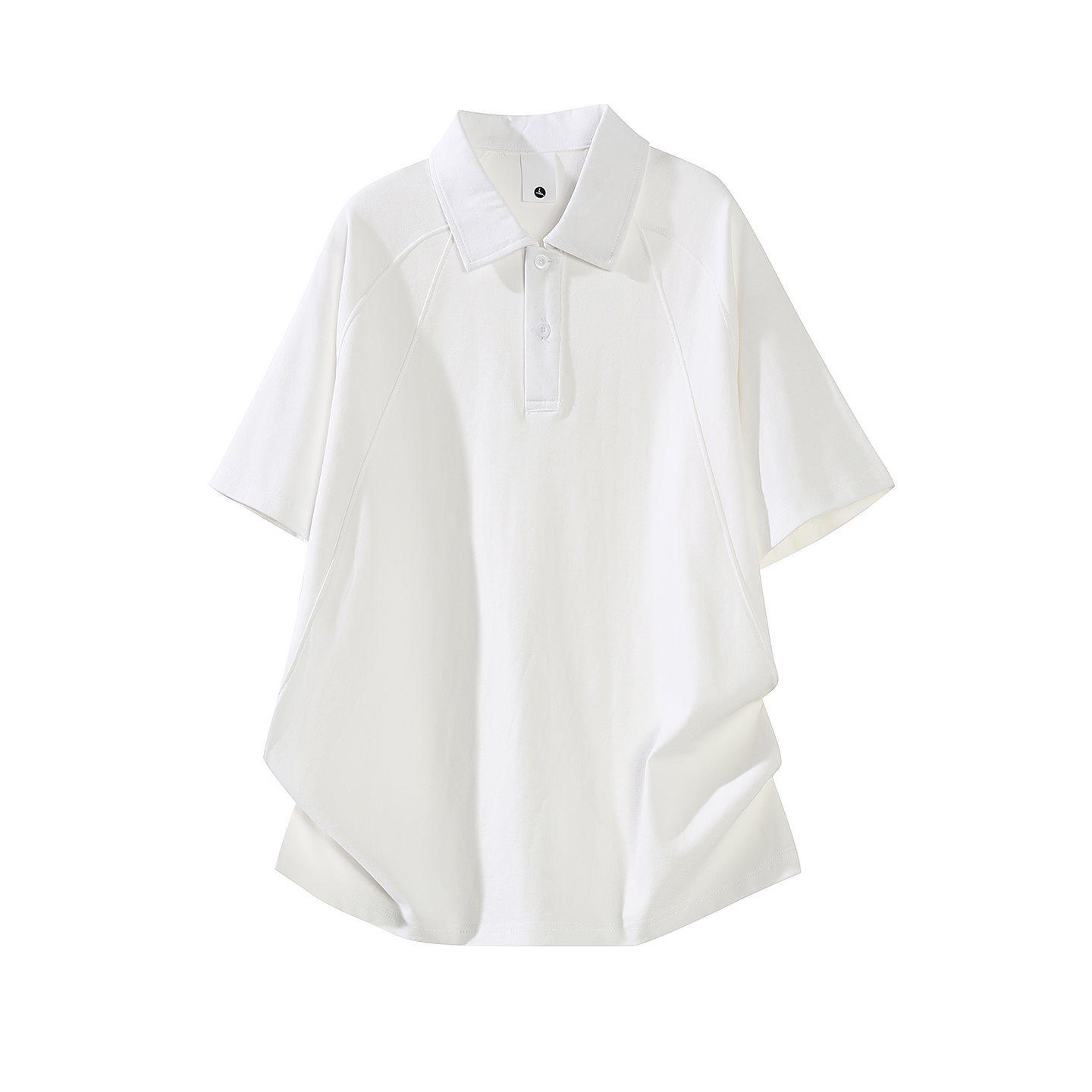 Men s Trendy 2026 Japanese Style Loose Solid Color Polo T-Shirt M