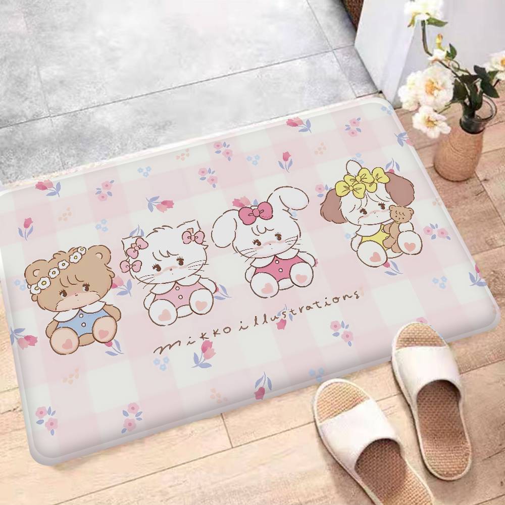 Cute Cartoon Mikko Cat Bathroom Mat Anti-slip Absorb Water Long Strip Cushion Bedroon Mat Hotel Decor Mat