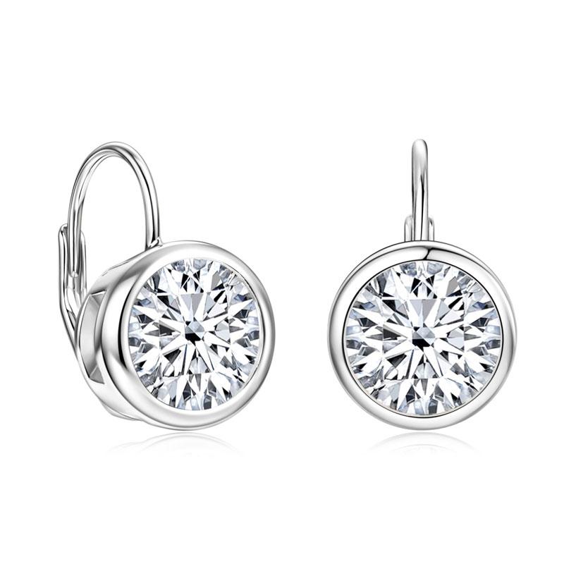 New Classic Shiny Trendy Earrings 14K Gold Filled 8mm 2.0ct Moissanite Hoop Earrings with Round Design Moissanite Jewelry Gift
