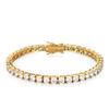 [Rockyu] Tennis Chain Bracelet, Hip Hop Style, Copper, Single Row, Cubic Zirconia, 2mm-6mm Width, 19cm, Gold/Silver (Gold 4mm)