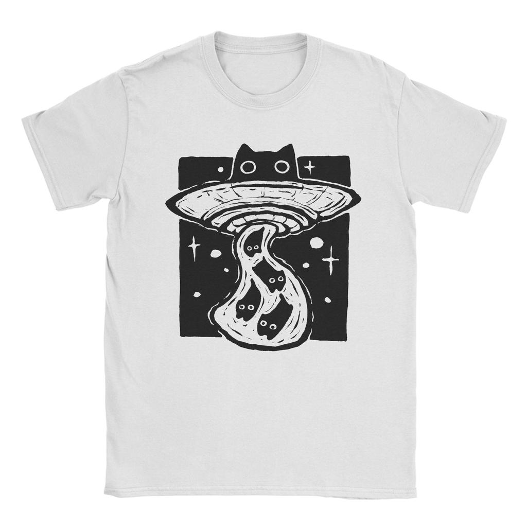 Funny  Cartoon Cat Group Printed T-Shirt for Men Crewneck Pure Cotton T Shirts  Short Sleeve Tees Party Clothing