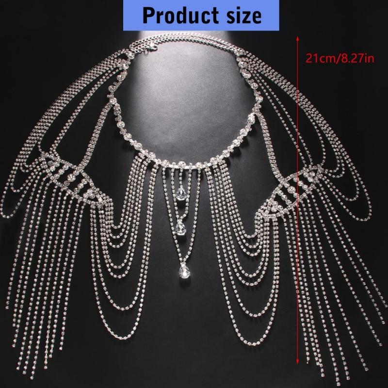 Multilayered Shoulder Chain with Rhinestones Multipurpose Body Accessory Portable for Bridal and Party Wear Supplies