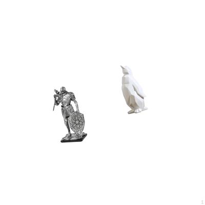 Nordic Resin Knight Penguin Figurine Abstract Animal Statue Art Ornament Sculpture for Desk Cabinet