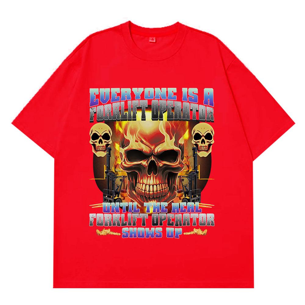 Forklift Operator Funny Meme Tshirt Forklift Certified Skeleton Graphic Men Women Loose Tshirts Cotton Fashion Hiphop TShirt S