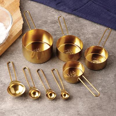 4 STÜCKE/8 STÜCKE küche gewinde griff titanium gold edelstahl messbecher messlöffel Mehl und getreide messlöffel