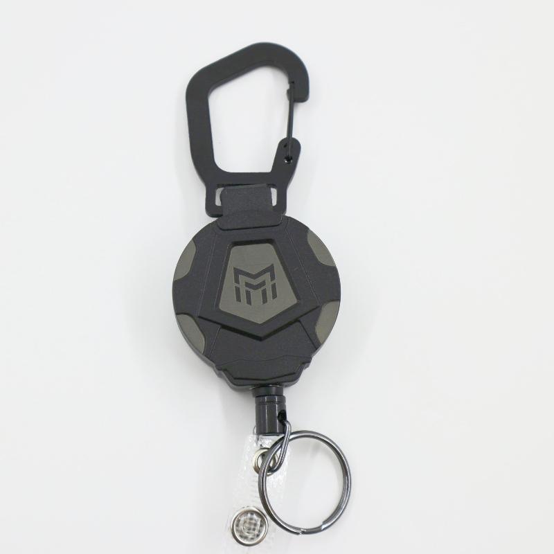 Steel Retractable Cord Keychain Anti Theft ID Badge Holder Reel Carabiner Heavy Duty Lanyard Telescopic Keychain