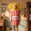 Hooded Food Costume Adults Fast Costume, Unisex Hot Dog Hamburger French Fries Cosplay Dress Up Outfit for Halloween Holiday Party