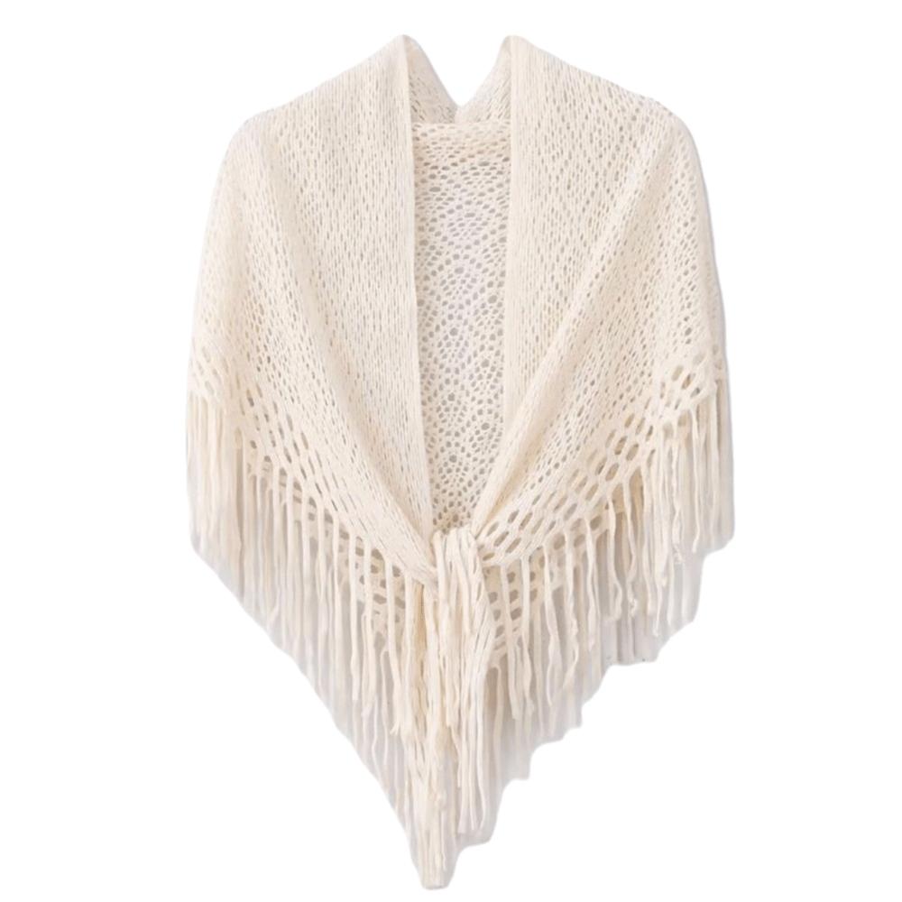 

Hollow Tassel Scarf Solid Color Fringes Wraps Casual Women s Shawls Party Dinner абрикосовий