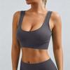 Women’s Ribbed Seamless Sports Bra Scoop Neck Wireless Stretchy Fitness Crop Top for Yoga Pilates Gym Workout