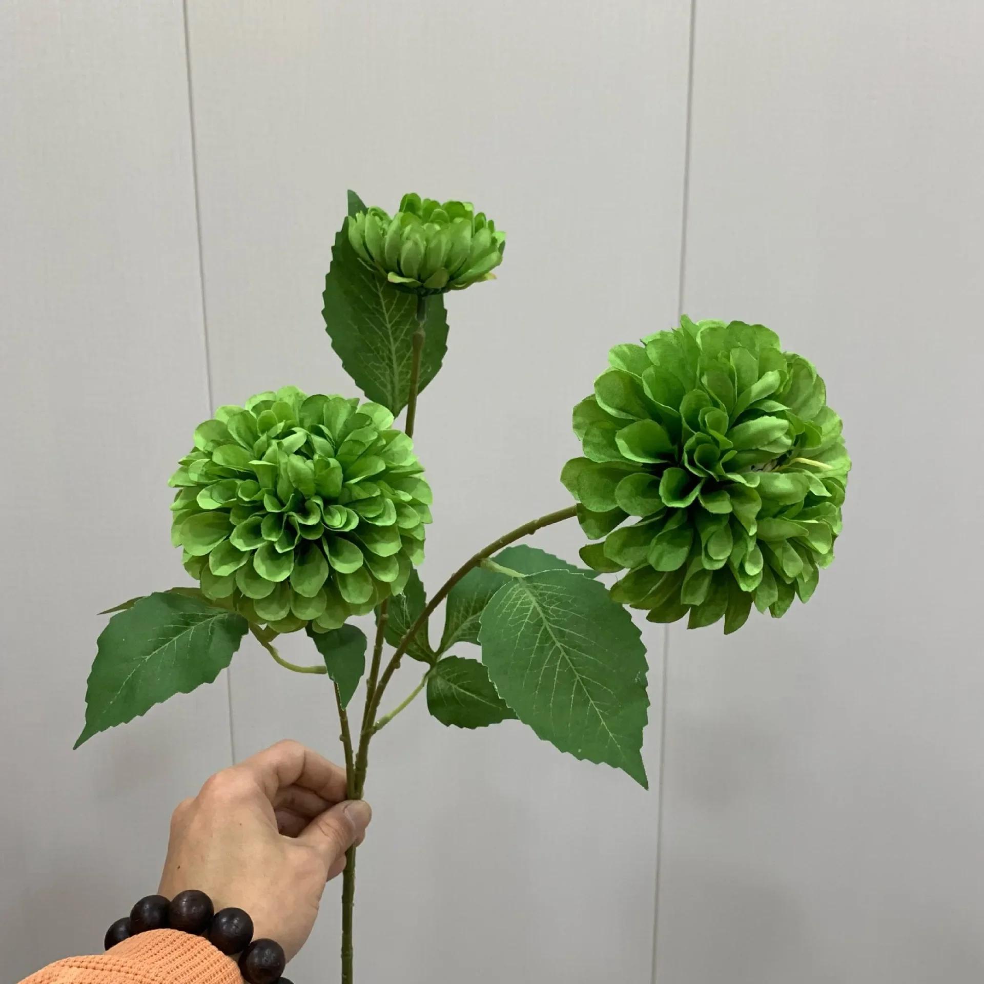 

3pcs Lifelike Artificial 3 Heads Hydrangea Flowers Long Branch Home Table Decor Fake Floral Wedding Hotel Birthday Party Flower зелёный