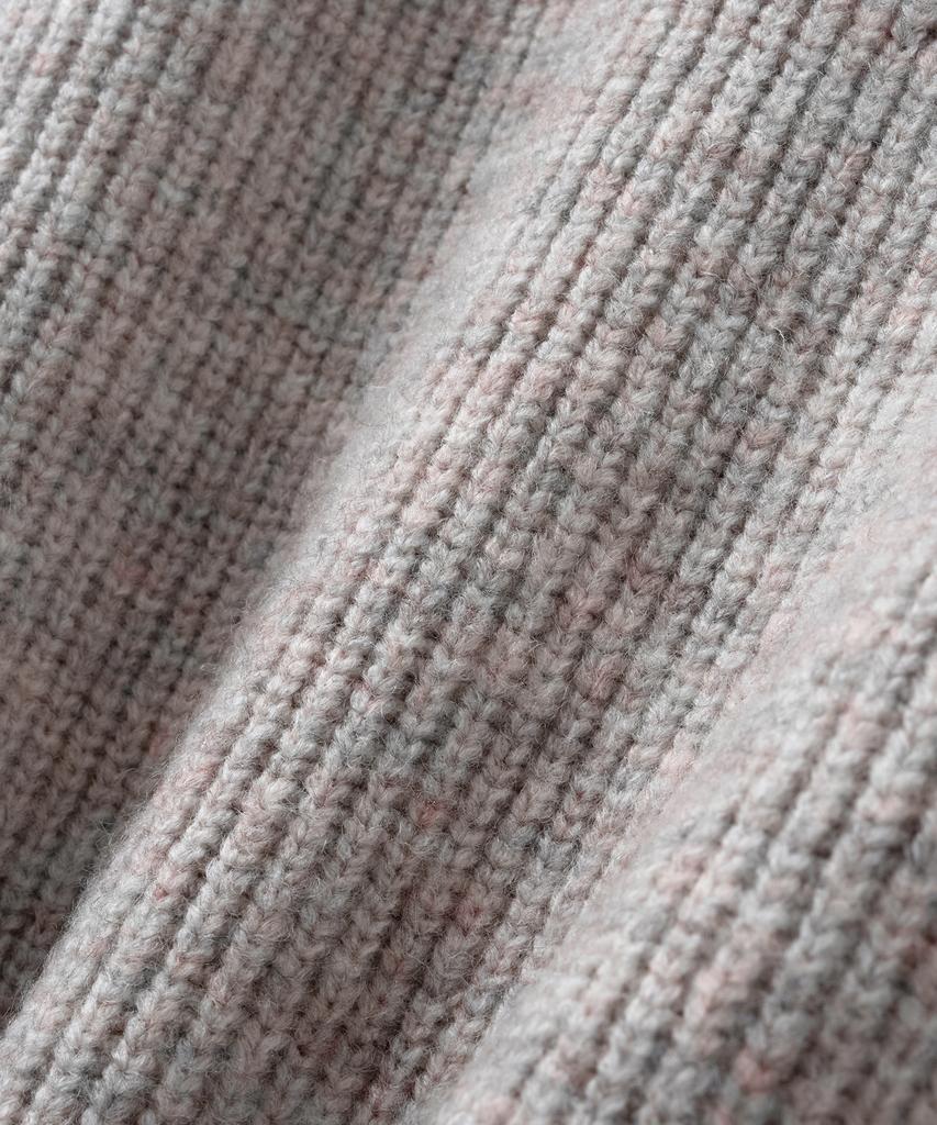 BLOND9 Volume Half Zip Rib Knit Top_Light Gray