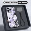 INS Watercolor Floral Hand Strap Case For iPhone 17 Pro Max Hybrid TPU+PC Magnetic For Magsafe Matte Cover For iPhone 16 15 14 13 Pro Max