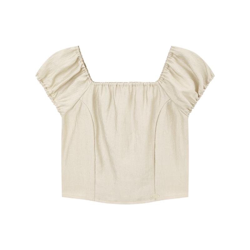 ELLE KIDS Girls Elegant Satin Square Neck Puff Sleeve Top 165