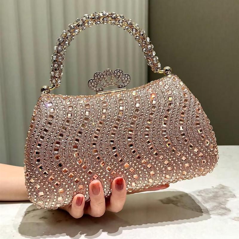 2025 Luxury Full Diamonds Evening Clutch Bag New Fashion Rhinestone Design High End Party Handbags Lady Trendy Shoulder Bag