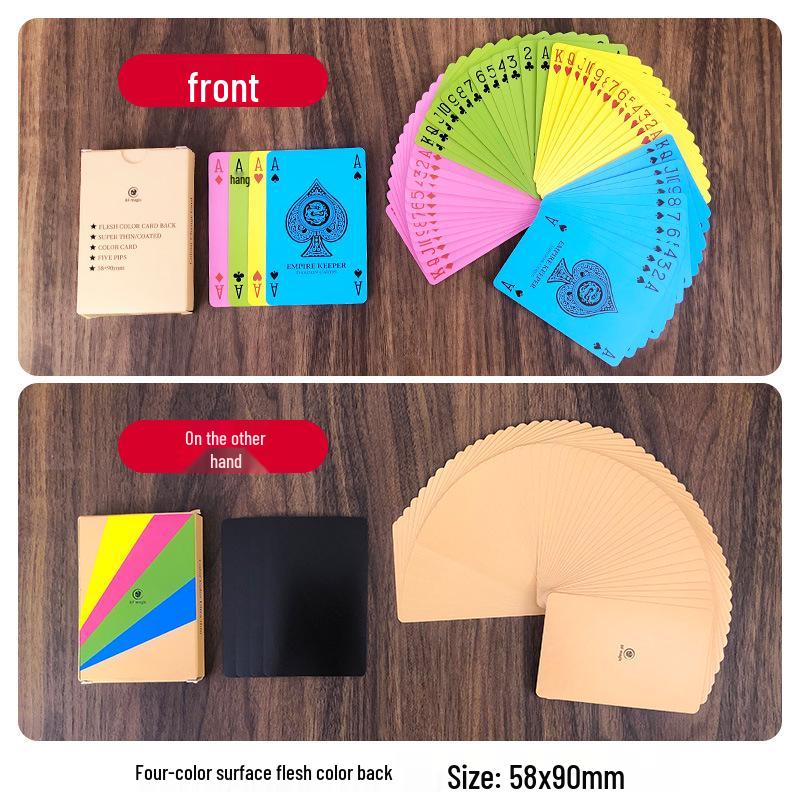 Ultra-Thin Flesh-Colored Playing Cards for Magic Tricks - Long Style, Four-Color Diamond Design