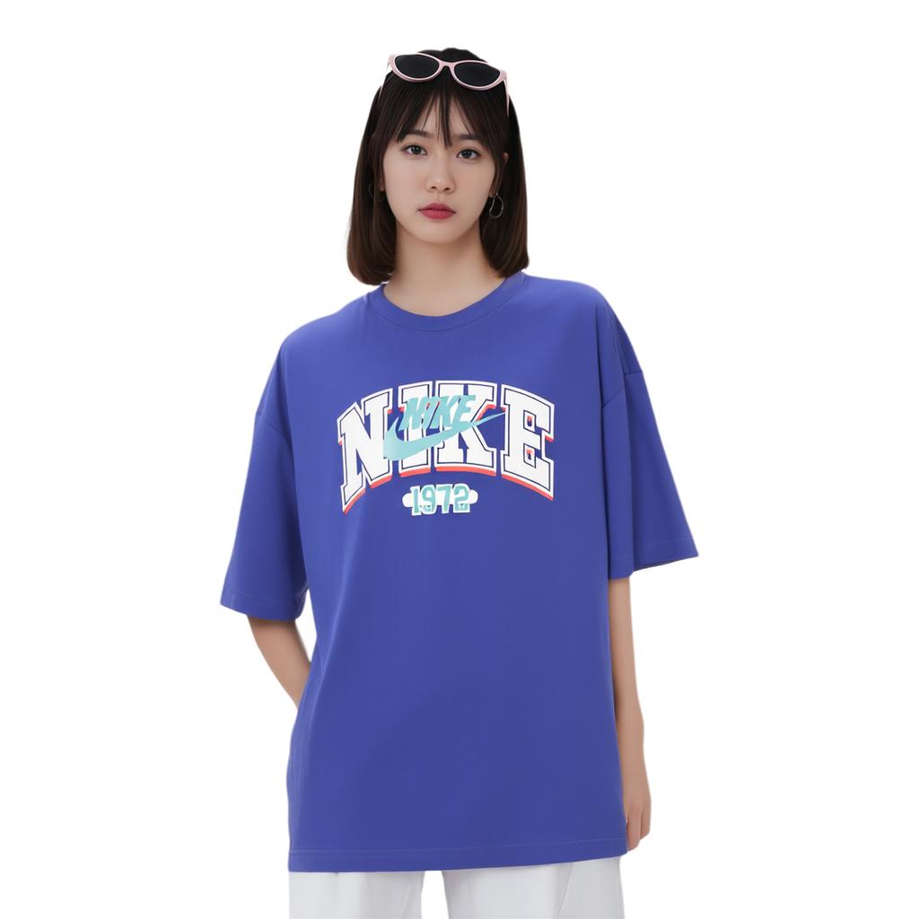 New Nike Drop Shoulder Sleeve T Shirt Women's Fitness Blue FQ7011-431