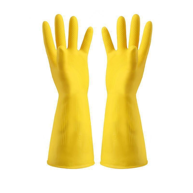 

Yellow PVC Waterproof Dishwashing Gloves - Rubber Latex for Household Kitchen Tasks Medium
