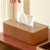 Wooden Tissue Box Leather Tissue Case Aesthetic Rectangular Napkin Boxes Elegant Luxury Napkin Storage Cases Table Decorations