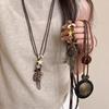 Böhmische Lederanhänger Halskette Nische Retro Temperament Schlüsselbeinkette Vielseitige Mode High-End Schmuck