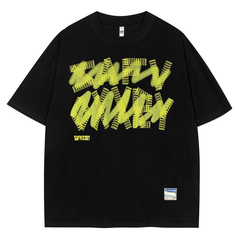 

2025 Лето Мужская модная брендовая футболка с буквенным принтом, 100% чистый хлопок, универсальный топ в хип-хоп стиле 4XL